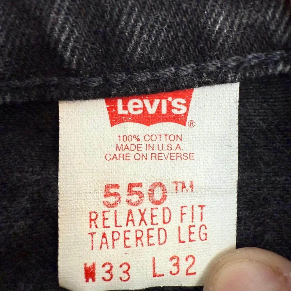 Levis 550 Orange Tab Relaxed Fit Tapered Leg Black Jean 33x32(32x31) '94 Vintage